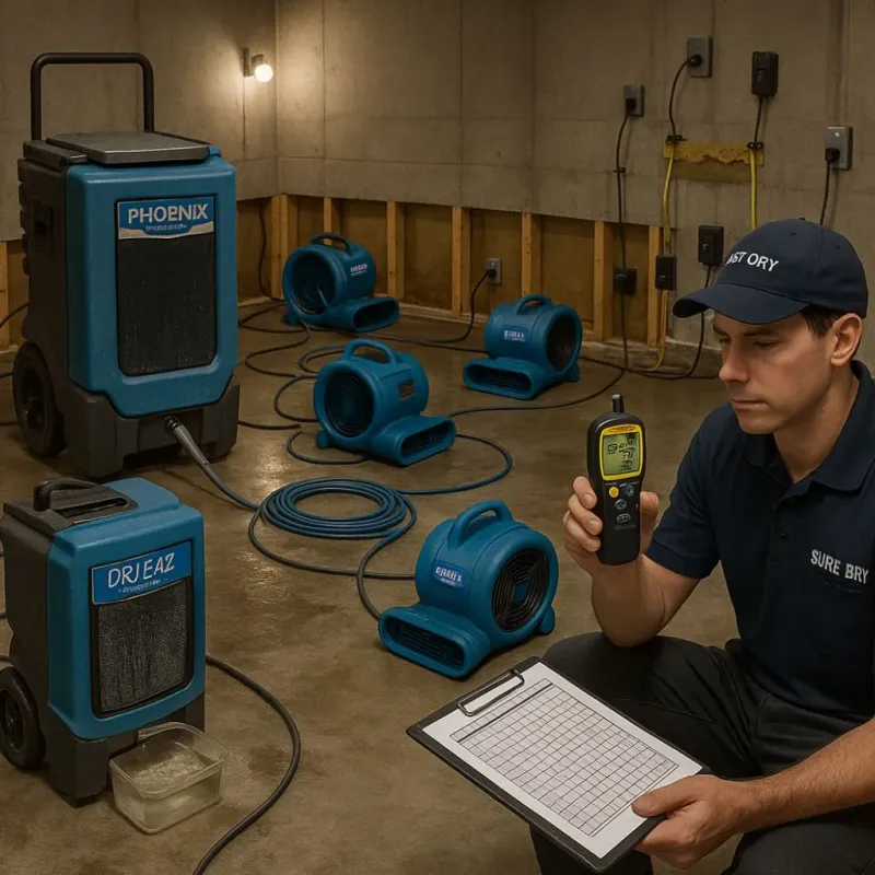 Structural Drying and Dehumidification process in Danbury, TX